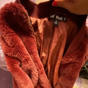 Women’s Maroon Furry Coat/Jacket